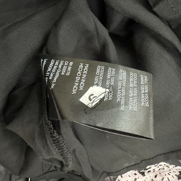 Anthropologie Puff Sleeve Midi Dress Size S Purple Black Sheer Peasant Ruffle - Picture 5 of 10